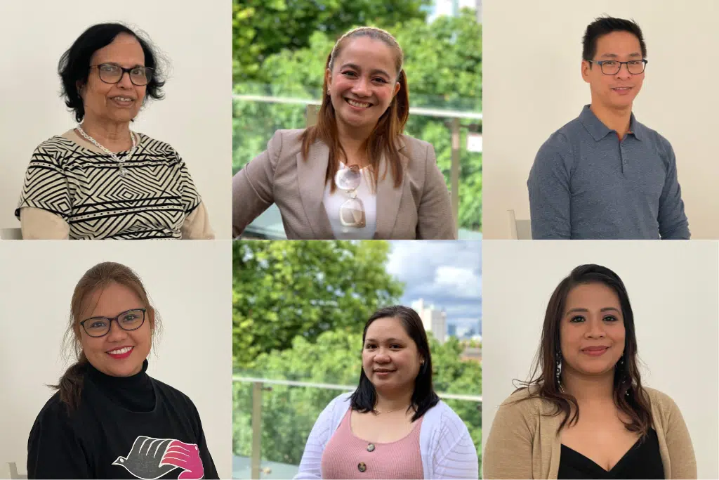 Photo collage of six migrant domestic workers.